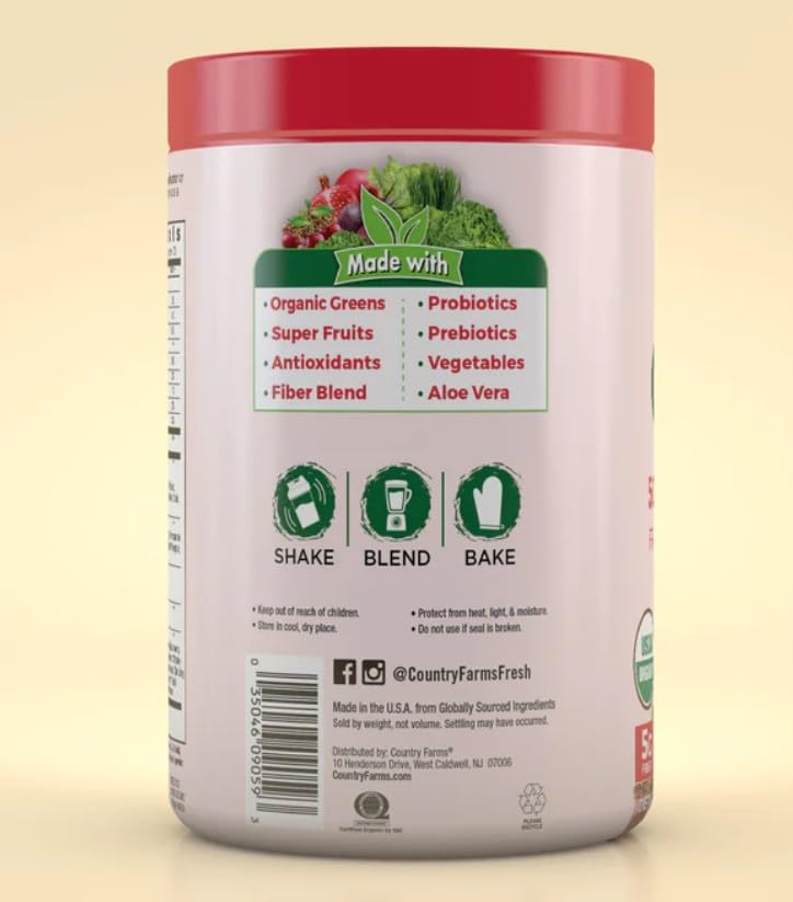 Country Farms Super Green Drink, Berry Flavor, 9.88 Oz (Pack of 2)