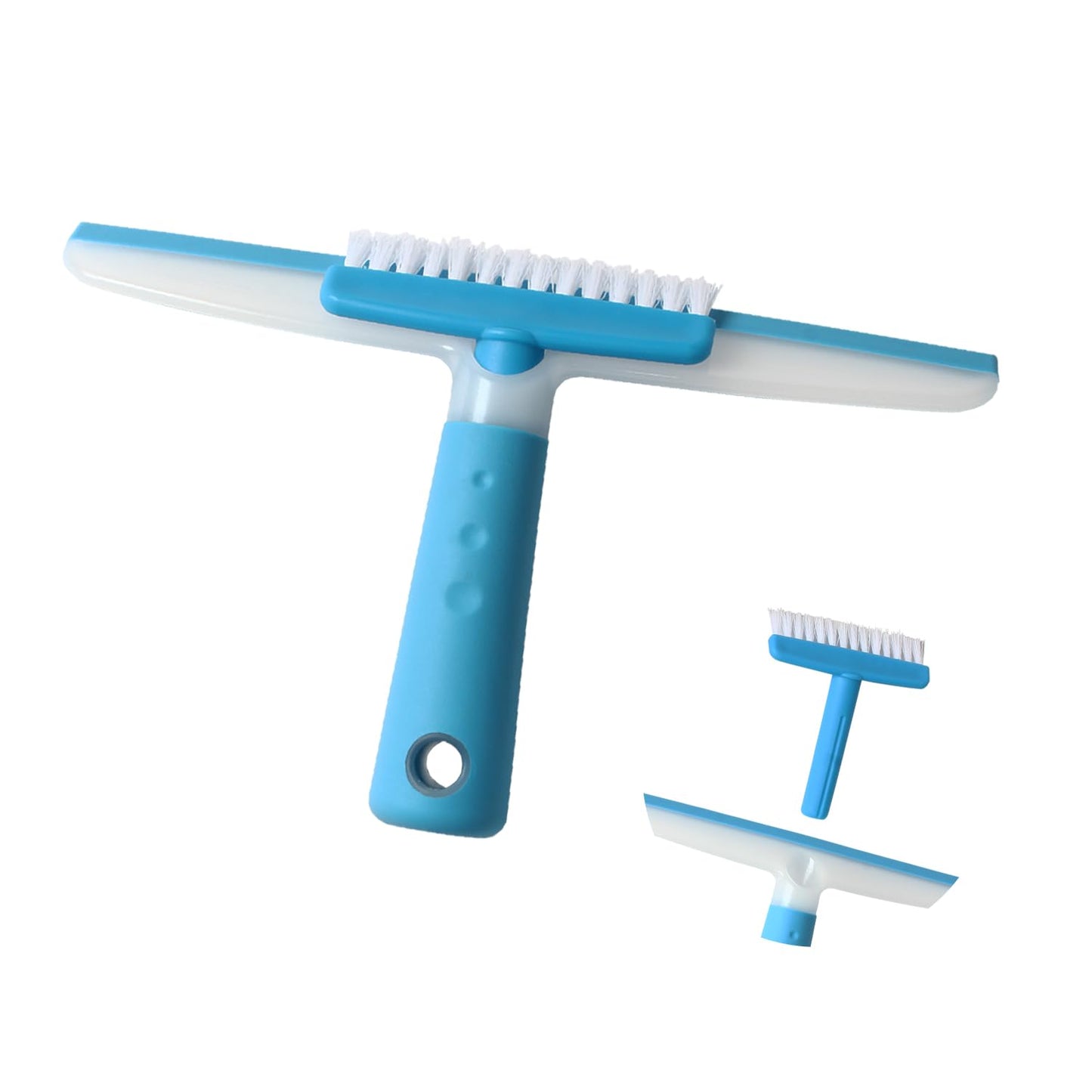 Shower Squeegee for Glass Doors, MEIBEI Squeegee for Shower Glass Door, Multi-Purpose Silicon Squeegee with Groove Gap Brush for Car Windshield, Tile