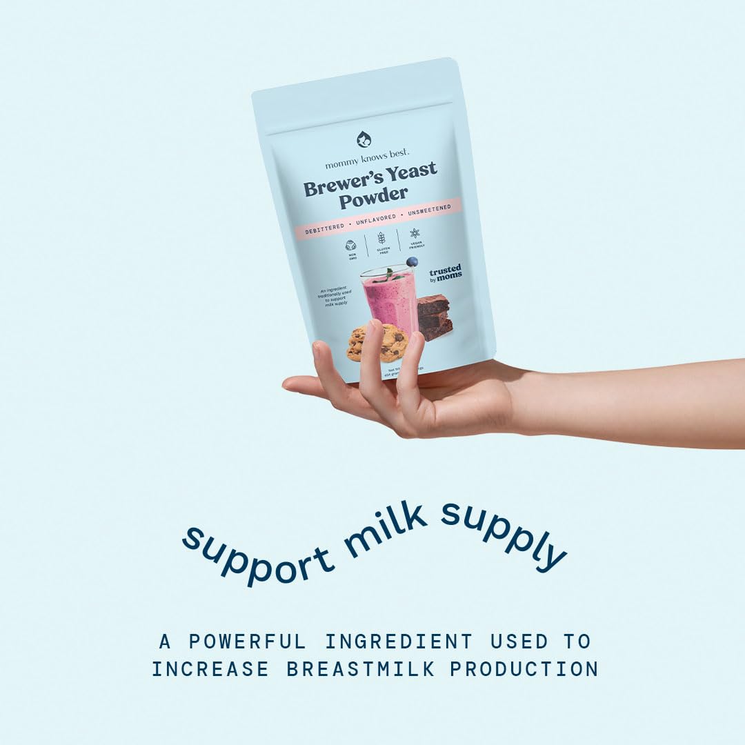 Mommy Knows Best Brewer's Yeast Powder for Lactation Support for Breastfeeding | Mild-Tasting, Debittered, Delicious in Lactation Cookies, Smoothies