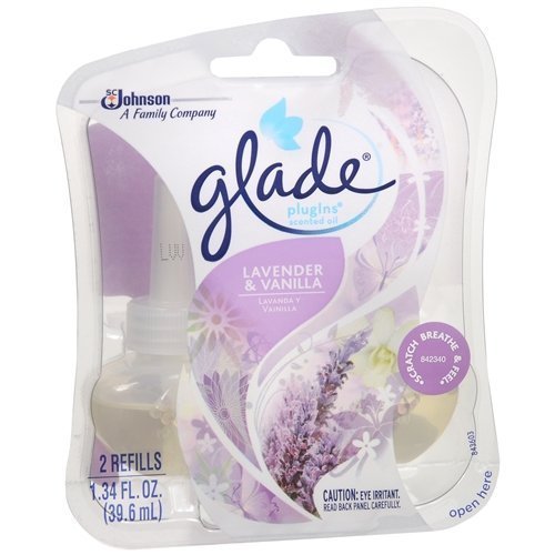 Glade PlugIns Scented Oil Refill, Lavender & Vanilla 1,34Oz 2 CT (1-Pack)