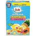 Dole Pineapple Tidbits and Tropical Fruit in 100% Juice Variety Pack - Dole Fruit Bowls Snacks - 4 oz Bowls - 12 Pack