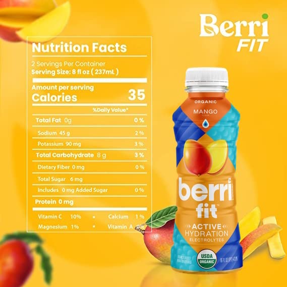 Berri Fit 2-Flavor Variety Pack | Natural Plant-Based Electrolytes - Certified Organic - Non-GMO - Low-Calorie Fitness Beverage - Paleo Friendly|