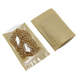 FERENLI 50 Pcs 3.9x5.9 inch (Inside Size 3.1x3.3) Clear Front Brown Kraft Paper for Zip Plastic Package Lock Bag Doypack Stand Up Pouch Reclosable