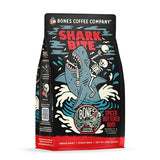 Bones Coffee Company Shark Bite, Buttered Rum Flavored Coffee, Medium Roast Low Acid Arabica Beans Compatible with Auto drip and French Press Coffee