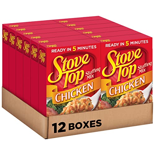 Stove Top Chicken Stuffing Mix, Instant Side Dish for Chicken and Holiday Meals, Savory Seasoned Bread Stuffing, Ready in 5 Minutes, 6 Ounce Boxes