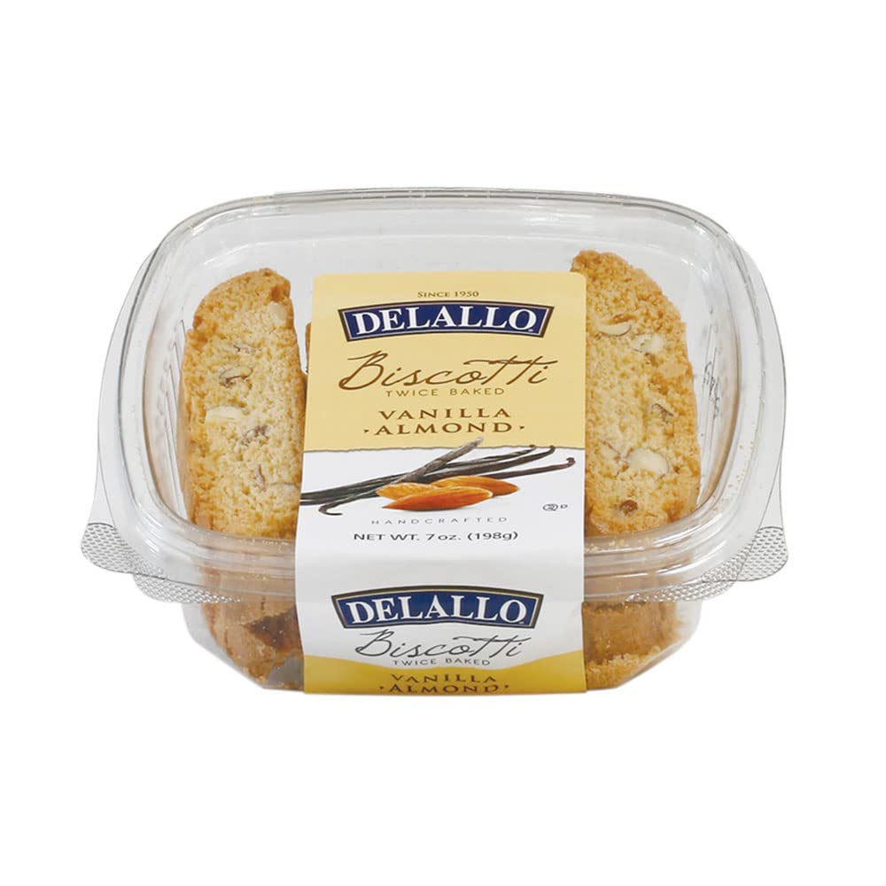 DeLallo Vanilla Almond Biscotti, (4 Pack), Authentic Italian Recipe, Twice Baked Cookies Non-GMO All Natural Italian Biscuits Made with Handcrafted