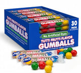 Lalees Bulk Gumballs - No Artificial Dyes - Pack of 30 Tubes - Rainbow Gum Balls Tubes - Tutti Frutti Flavored - Bulk Chewing Candy for Sporting