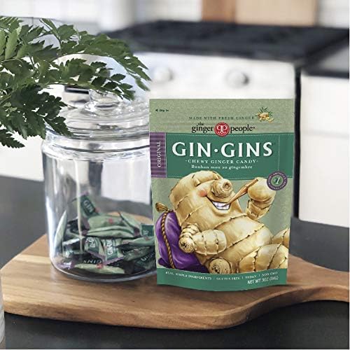 GIN GINS Original Ginger Chews - Natural Fresh Ginger Candy by The Ginger People - Individually Wrapped Healthy Candy - Original Flavor - 3oz Bag