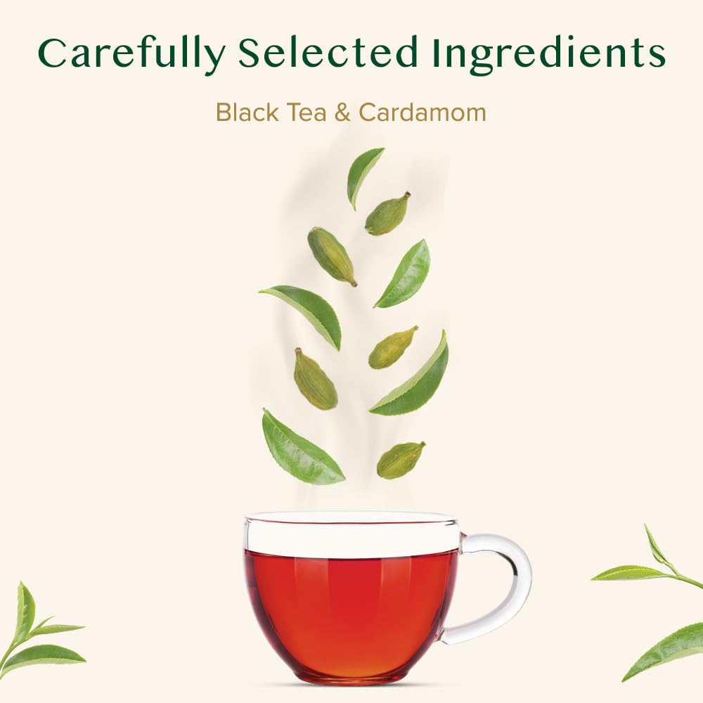VAHDAM, Cardamom Masala Chai Tea Bags (100 Count) Non GMO, Gluten Free, No Artificial Flavor | Blended w/Exotic Spices | Chai Tea | Resealable Ziplock