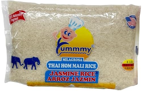 Yummmy Jasmine Rice 4 Lb, Kosher Certified, From Thailand, Scented Aromatic Rice long grain. Thai Hom Mali