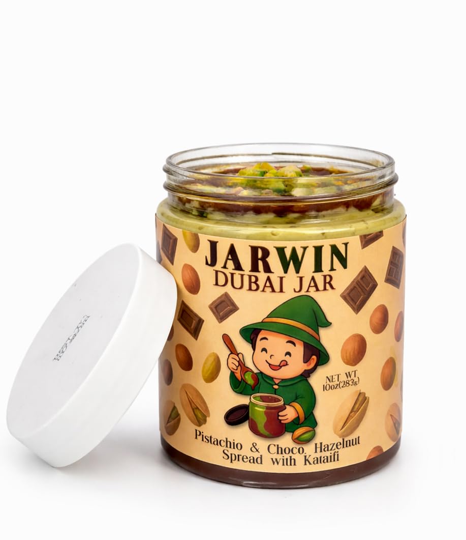Velvet Chocolate Jarwin Dubai Dessert Jar - Pistachio Cream with Kunafa & Chocolate Hazelnut Layers, 10oz | Handmade Luxury Middle Eastern Sweet