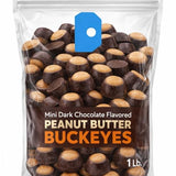 Mini Dark Chocolate Peanut Butter Buckeyes, Bite-Sized Treats, 1 lb Bag