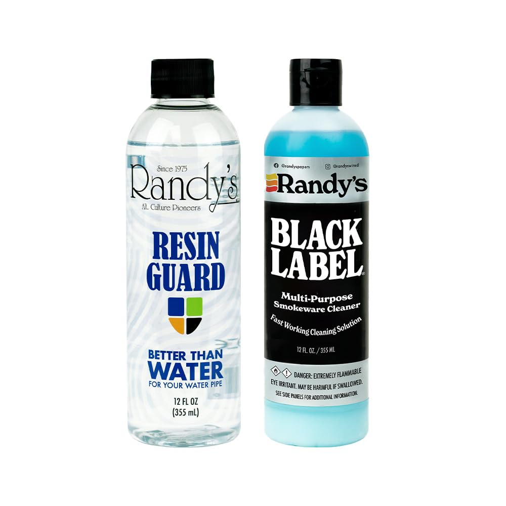 Randy's Black Label Cleaner and Resin Guard Bundle - Fast-Acting Resin Cleaning Solution for Glass, Metal & Ceramic Surfaces - Glass Pipe Cleaner