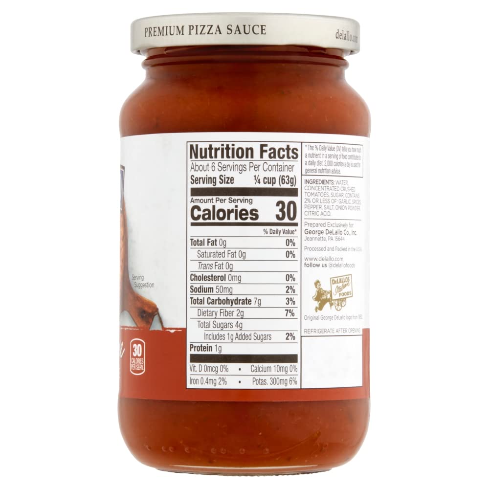DeLallo Classic Pizzeria-Style Pizza Sauce, 14oz Jar, 12-Pack