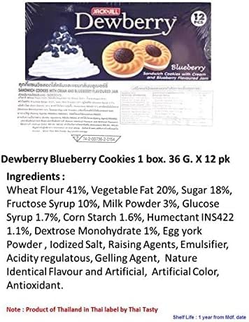 Dewberry Sandwich Cookie With Cream and Blueberry Flavor Jam 36 g.(Pack of 12) // By Benjawan Shop