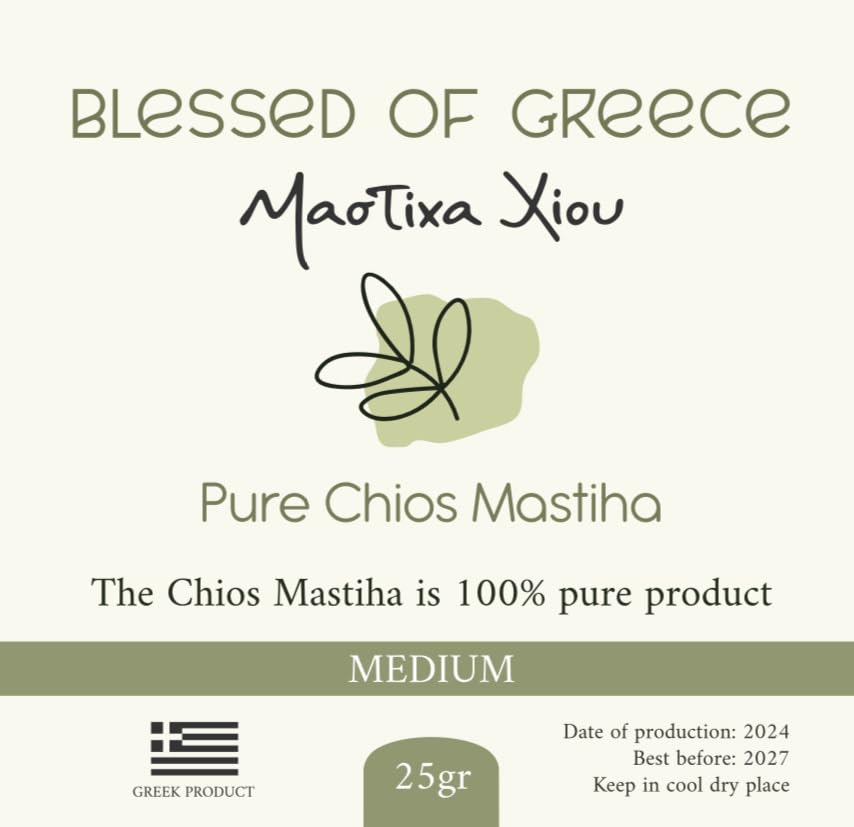 Chios Mastiha Pack 25gr (0.88oz) Medium Tears - 100% Pure Mastic Gum from Mastic Growers - Natural Raw Resin for Facial Toning & Jawline - Sugar-Free