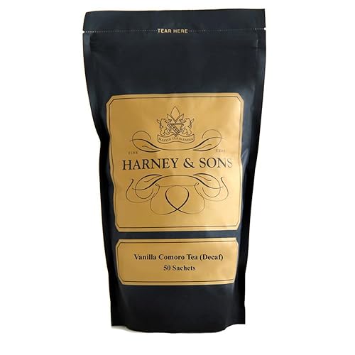 Harney & Sons Decaf Vanilla Comoro, Bag of 50 Sachets, Black Tea w/Vanilla