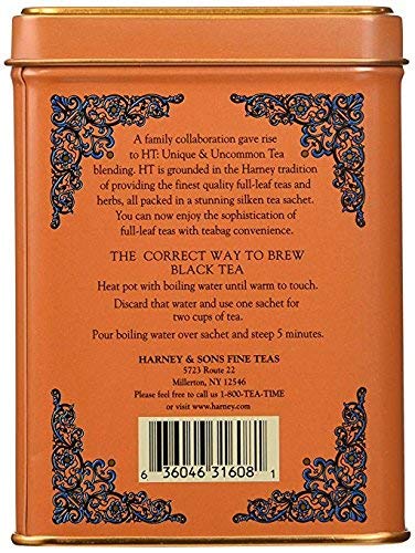 Harney & Sons Peppermint Herbal Caffeine Free with Caffeinated Hot Cinnamon Sunset Black Tea with Orange and Clove (20 Sachets)