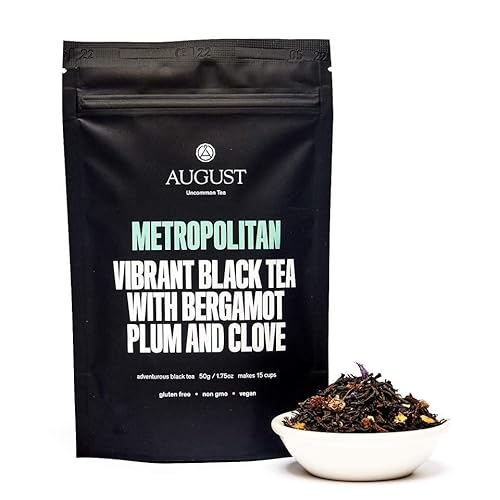 August Uncommon Metropolitan - Bergamot Plum Earl Grey Black Tea - Handcrafted Loose Leaf Tea for Daily Enjoyment - Smooth and Aromatic with Bright