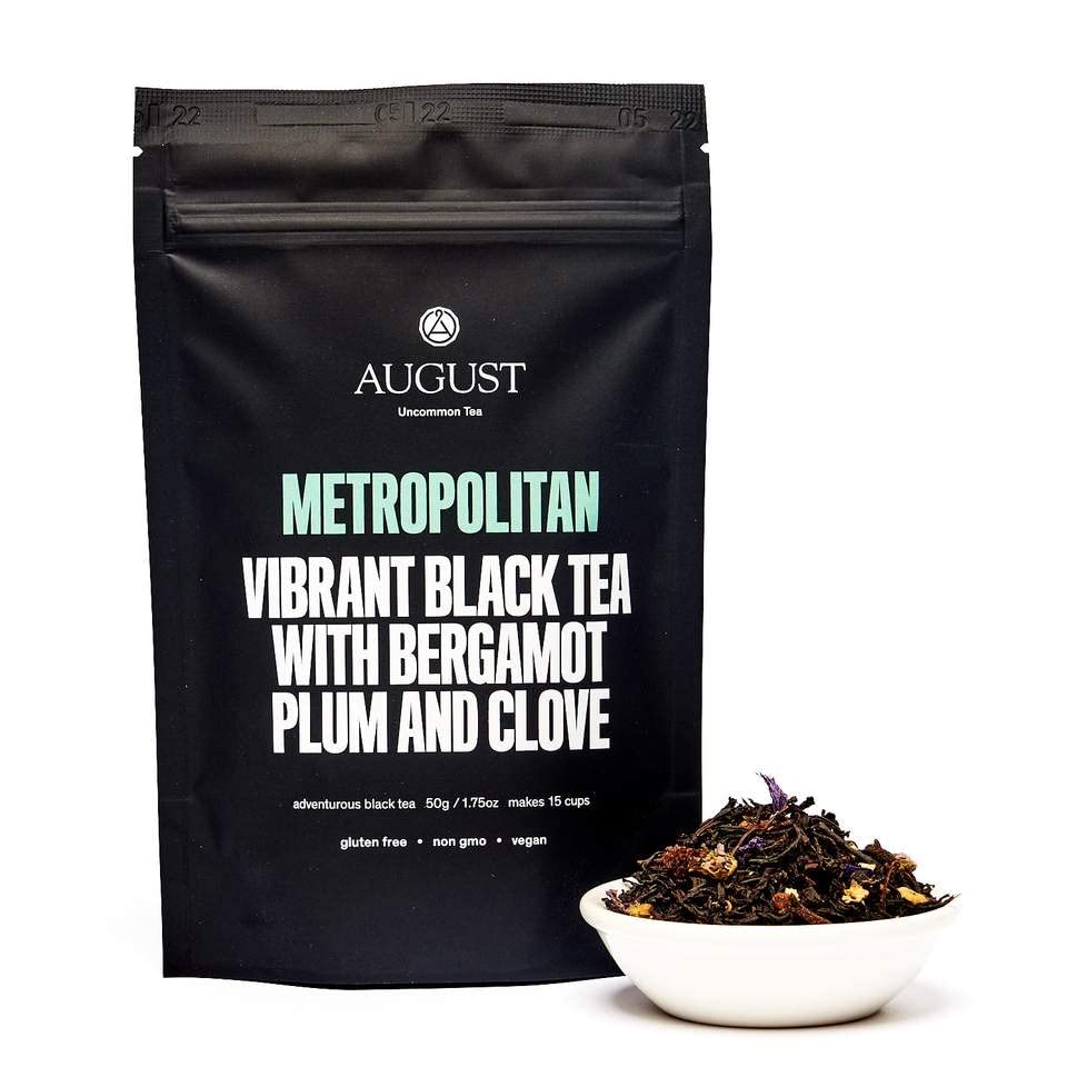 August Uncommon Metropolitan - Bergamot Plum Earl Grey Black Tea - Handcrafted Loose Leaf Tea for Daily Enjoyment - Smooth and Aromatic with Bright