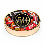 50th Birthday Sugar Free Candy Gift Tin Large Plastic Tin Chocolate Assortment