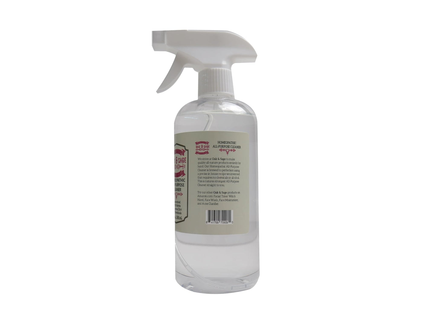 Oak & Sage Homeopathic All-Purpose Cleaner - Unscented - 16oz, 100% Herbs, No Alcohol, No Chemicals