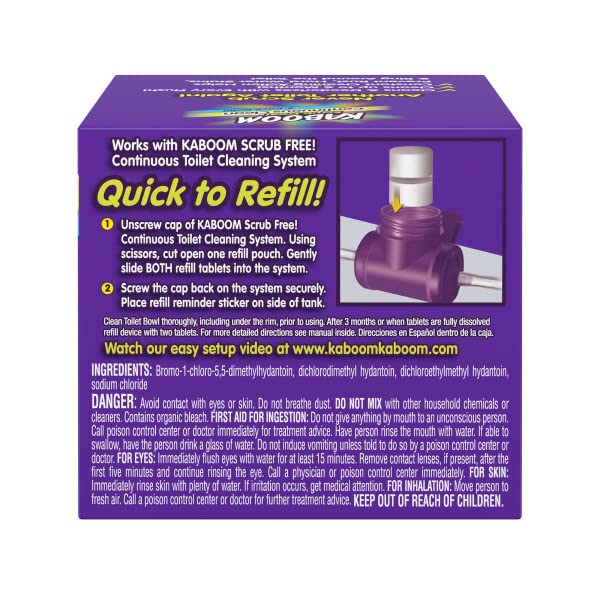 Kaboom Scrub Free! Continuous Clean Toilet Cleaning Refill Tablets (2 Count Per Package) *Refill Tablets Only.
