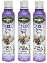 Mantova Extra Virgin Olive Oil Spray Garlic Flavored 8 oz. Spray Bottle - Manage Oil Amount - Great For Salads & Cooking (Thr?? ?ack)