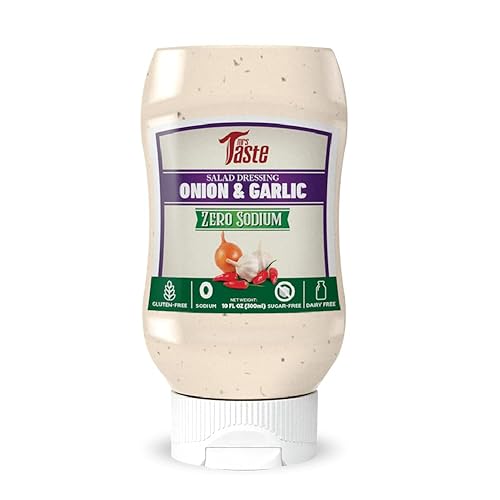 Mrs Taste Sugar Free Onion & Garlic Salad Dressing, Zero Calories, Zero Sodium, Zero Sugar, High Fiber, Keto Friendly, Paleo Friendly, Condiments