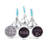 108ct Personalized Wedding Black Botanical Kiss Stickers (Stickers Only)