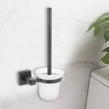 TOPINCN Household Black Bathroom Toilet Brush Holder Set Wall Mounted Long Handle Brush with Cup