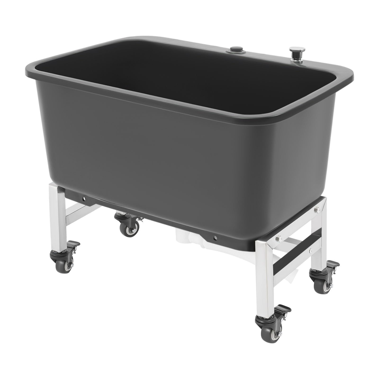 Portable Mop Sink w/Wheels Plastic Utility Sink Basin Freestanding Mop Bucket for Laundry Room, Garage, Basement, Garden, One-Touch Drain Function