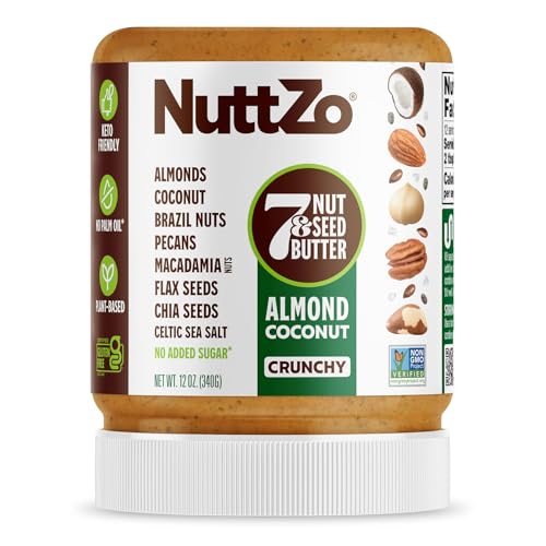 NuttZo Keto Almond Coconut 7 Nut and Seed Butter, Almonds Coconut Brazil Nuts Pecans and More, Keto-Friendly No Added Sugar or Oil, Non GMO