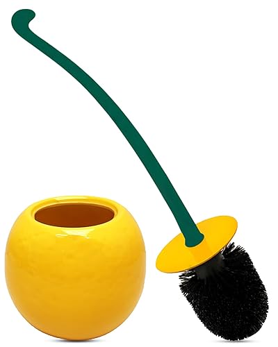 Deep & Sturdy Toilet Bowl Brush with Holder - Orange Bowl Brush - Durable Scrubbing - Toilet Cleaners - Household Essentials - Bathroom Cleaner