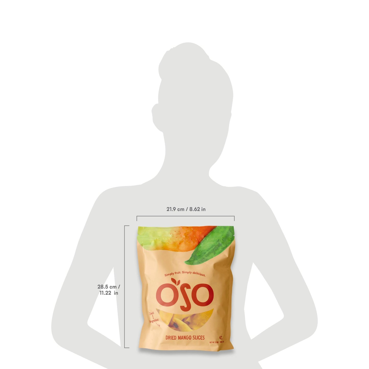 Oso Snacks Dried Mango Slices. Premium Quality, Large Round Halves Only, No Sugar Added, One Ingredient: 100% fruit. Vegan, Non-GMO. Naturally Sweet