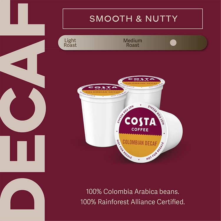 Costa Coffee Colombian Decaf Single Serve Pods - Single Origin - 60 ct Box