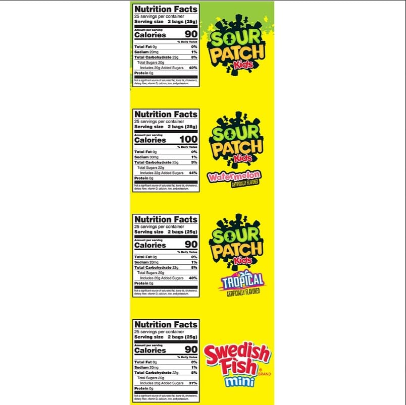 SourPatch Kids Variety Pack, Fun Size Individually Wrapped Candy for Party, 2lb Bag, LIVEBEAR Assortment.