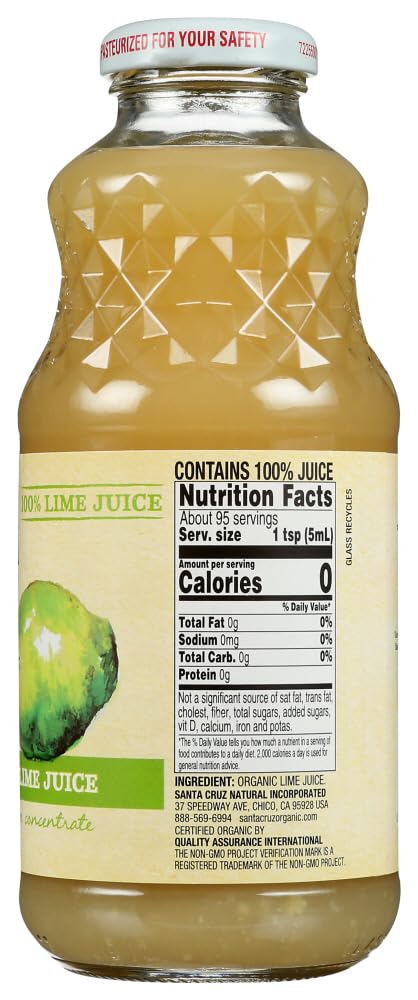 Santa Cruz 100% Lime Juice OG2 16 oz. (Pack of 12)
