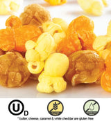 The Popcorn Factory Popcorn Tin with 3 Popcorn Flavors, Robust Cheddar, White Cheddar, Caramel, Large Tub 3.5 Gallons, Snack Gifts, Perfect for Any