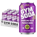 Gym Soda Sparkling Clear Protein Soda, 15g of Clear Whey Protein, Lion’s Mane, L Theanine, Low Sugar, Naturally Sweetened, Lightly Carbonated
