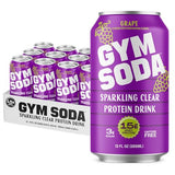 Gym Soda Sparkling Clear Protein Soda, 15g of Clear Whey Protein, Lion’s Mane, L Theanine, Low Sugar, Naturally Sweetened, Lightly Carbonated