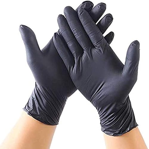 Beauty Glazed 20 Pcs Disposable Latex Gloves For Home Cleaning Food/Rubber/Garden Gloves Universal For Left and Right Hand-Black