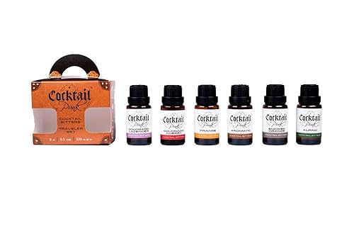 CocktailPunk Cocktail Bitters Small Batch Craft - Made in USA Using All Natural Organic Non GMO Fruits and Spices (Travelers Set, 6 Pack)