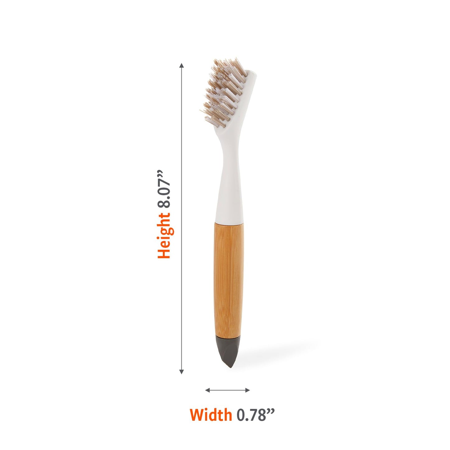 Full Circle Micro Manager, Deep Cleaning Brush for Crevices, Shower, & Grout, Tough Bristles, Sustainable Bamboo Handle, White