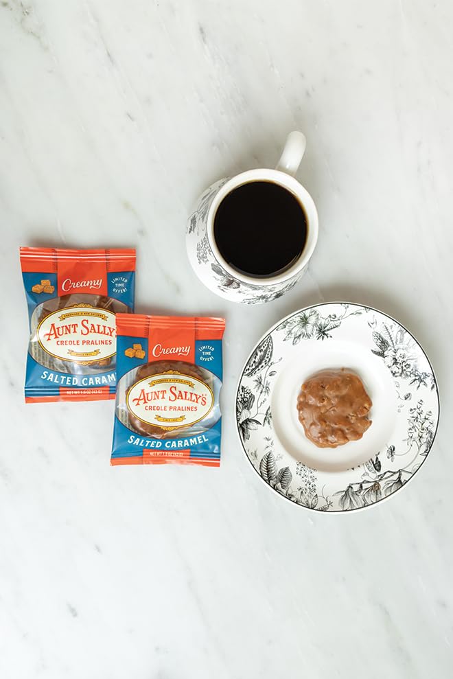 Aunt Sally's Creamy Salted Caramel Pralines - 16 count box- New Orleans Most Famous Praline- Handmade Pecan Candy