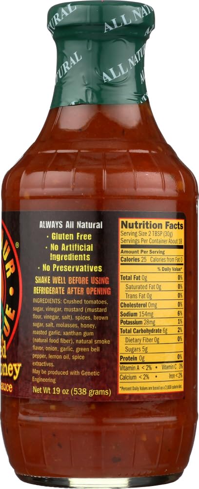 Dinosaur Bar-B-Que Bar-B-Que Sauce, Roasted Garlic Honey,19oz, (pack of 2)
