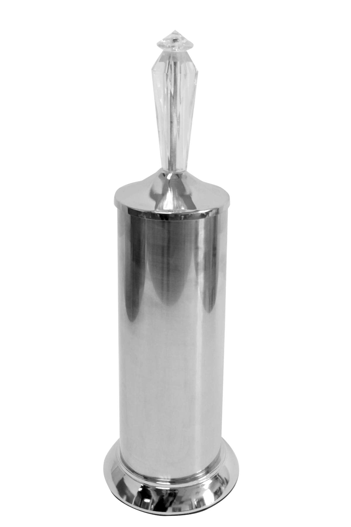 Splash Home Adora Stainless Steel Toilet Brush with Holder, Bowl Scrubber with Durable Cleaning Bristles, Hidden Brush with Splash Protective Disc