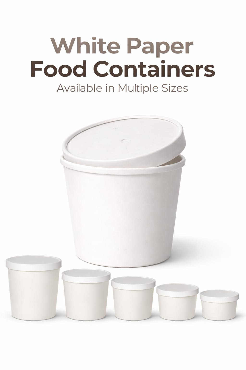 Eco Friendly Recyclable Kraft Soup Bowls | White Disposable Food Cups with Lids | Containers - Soup Cups Great for Restaurants, Take-Outs, Or