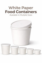 Eco Friendly Recyclable Kraft Soup Bowls | White Disposable Food Cups with Lids | Containers - Soup Cups Great for Restaurants, Take-Outs, Or