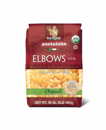 PASTA ZARA - Elbows - Organic - 100% Italian Pasta, Made with Durum Wheat Semolina Flour, Non GMO, Kosher (1 LB. BAG) - Consistently al Dente.